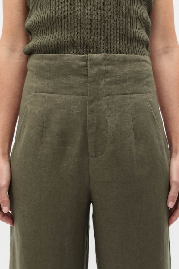 Core Linen Waisted Pant  Olive Leaf  hi-res