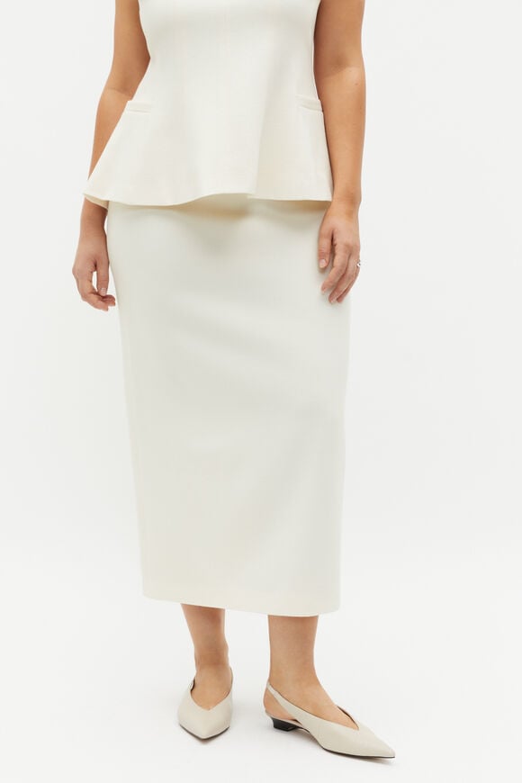 Wool Crepe Pencil Skirt  Cloud Cream  hi-res