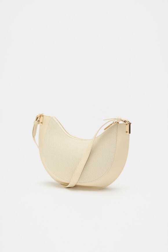 Textured Curved Shoulder Bag  Light Marzipan  hi-res