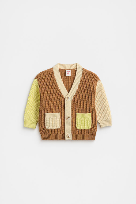 Colourblock Slouch Cardigan  Cinnamon  hi-res