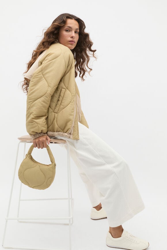 Colour Block Puffer Jacket  Cashew Multi  hi-res