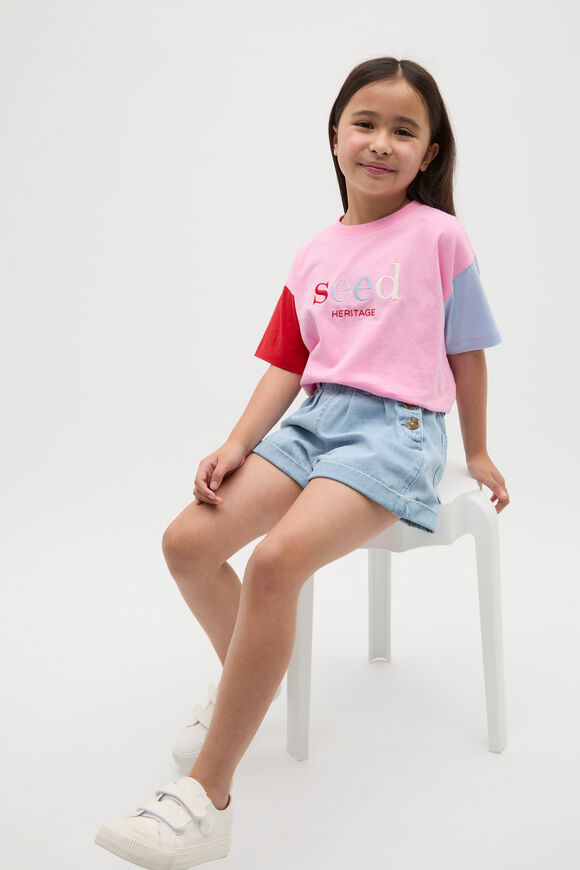 Colourblock Logo Tee  Candy Pink  hi-res