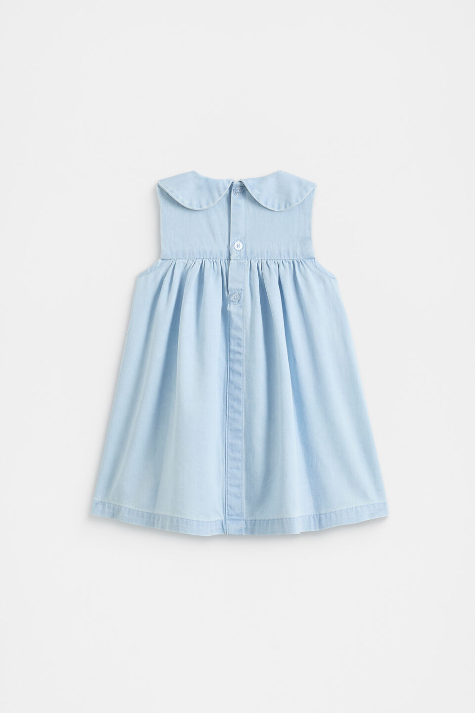 Scallop Pocket Dress  Powder Blue Wash