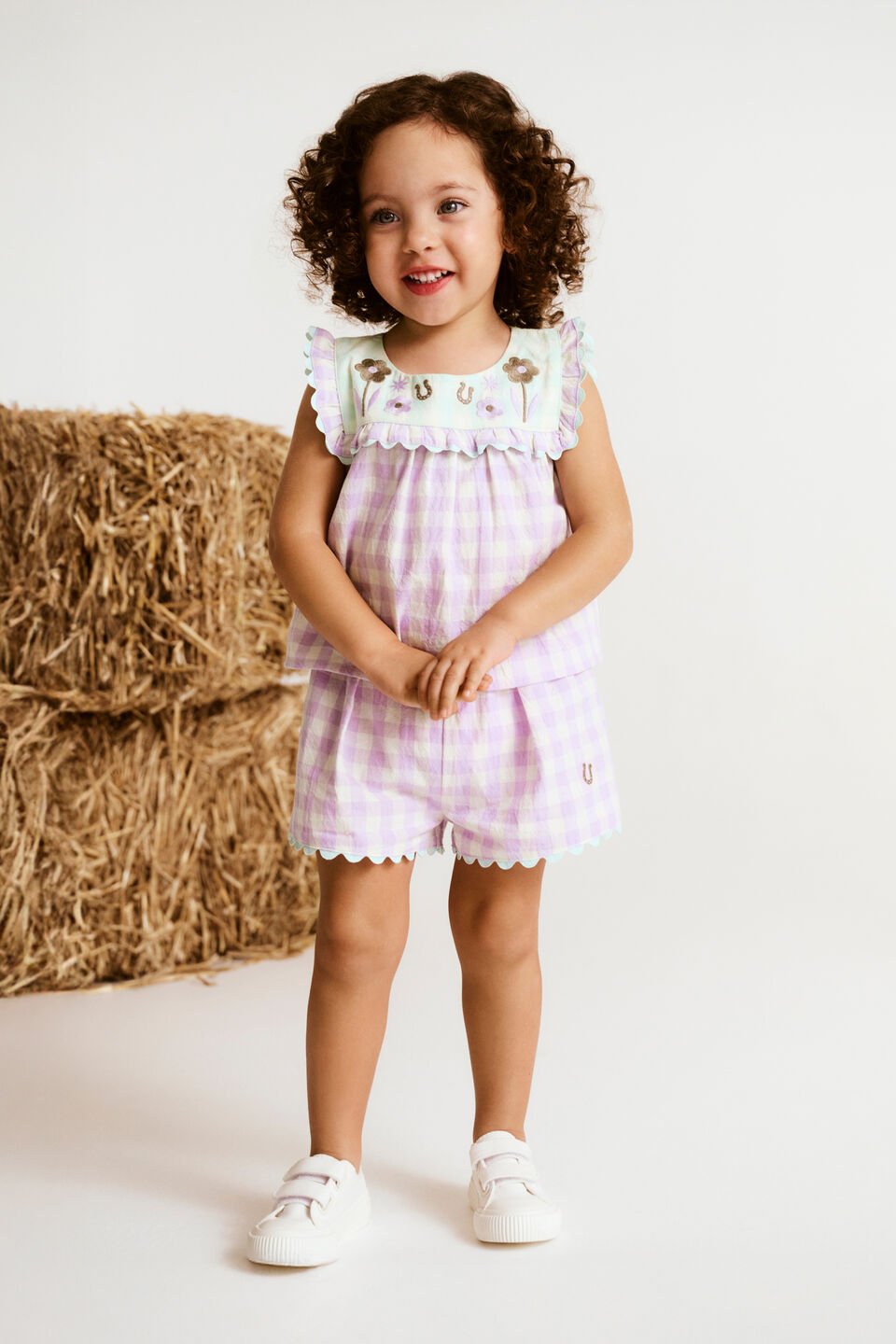 Spliced Gingham Top  Multi