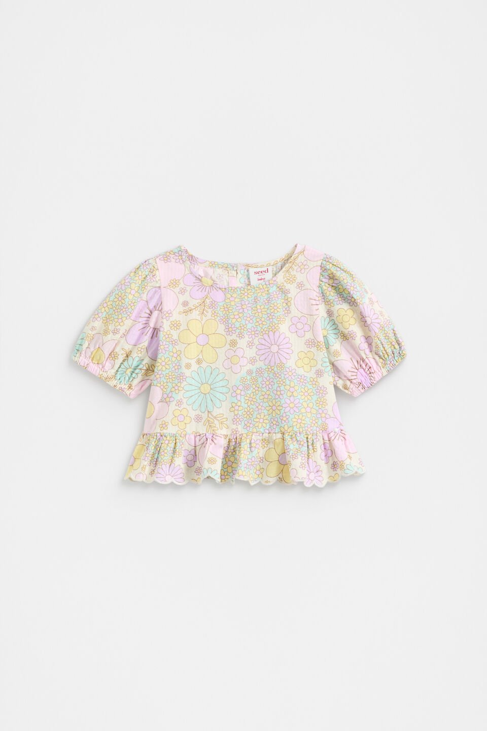 Floral Button Top  Vintage Cream