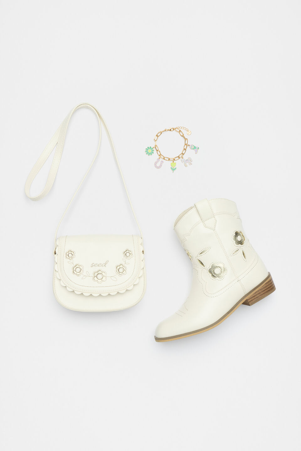 Embroidered Cowboy Boot  Vintage Cream