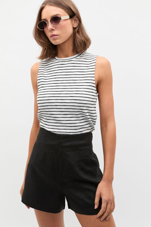 Stripe Textured Shell Top  Mono Stripe  hi-res