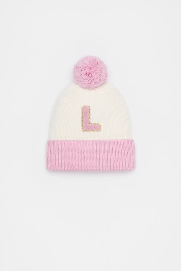 Colourblock Initial Beanie  L  hi-res