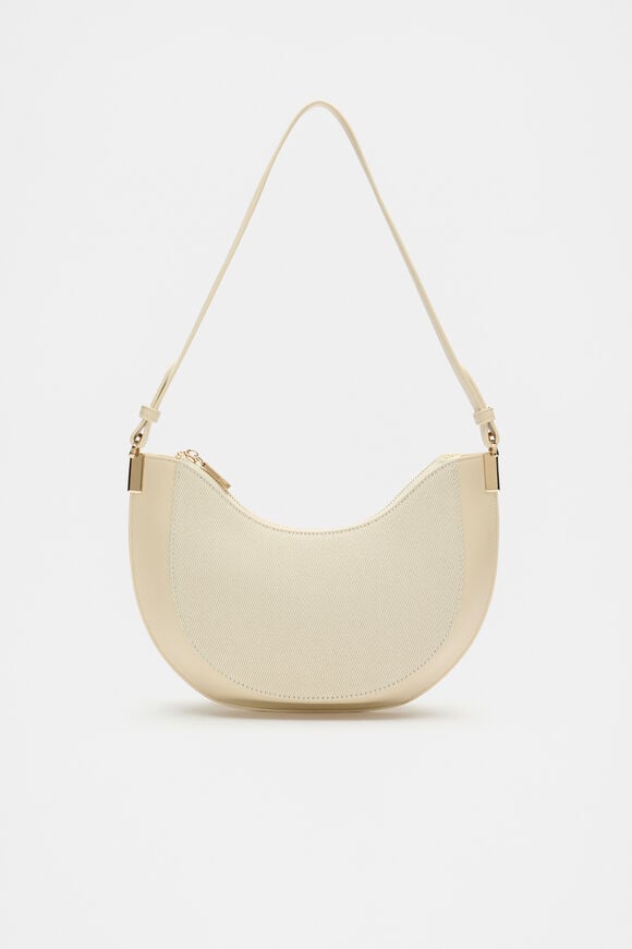 Textured Curved Shoulder Bag  Light Marzipan  hi-res