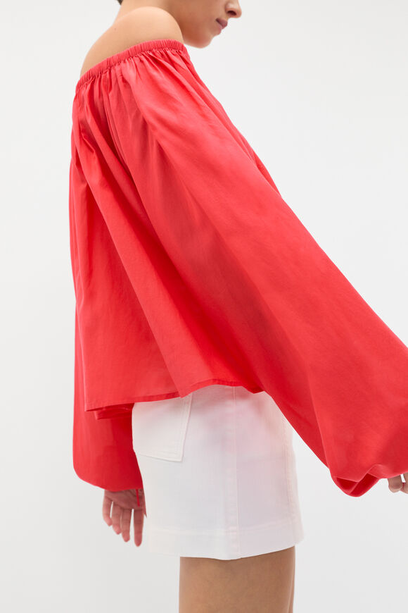 Voile Scoop Neck Blouse  Electric Crimson  hi-res