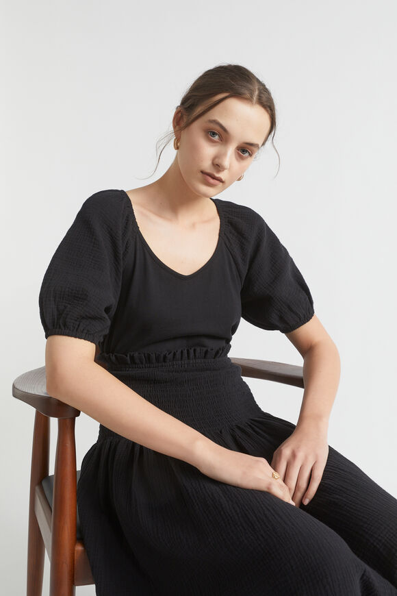 Cheesecloth Sleeve Tee  Black  hi-res