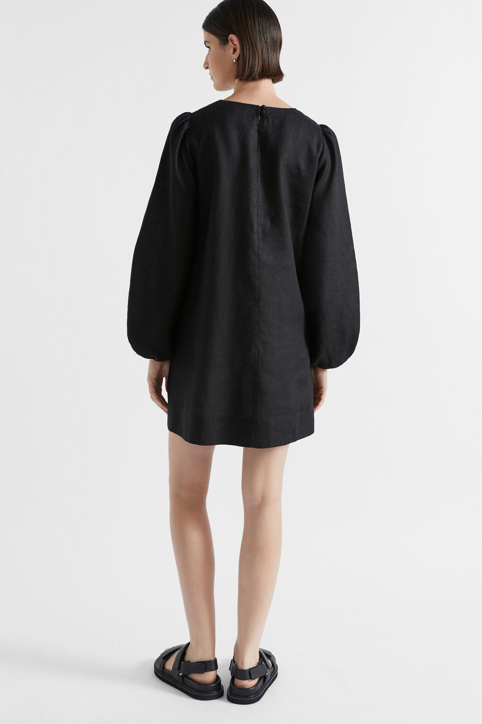 Core Linen Mini Dress  Black