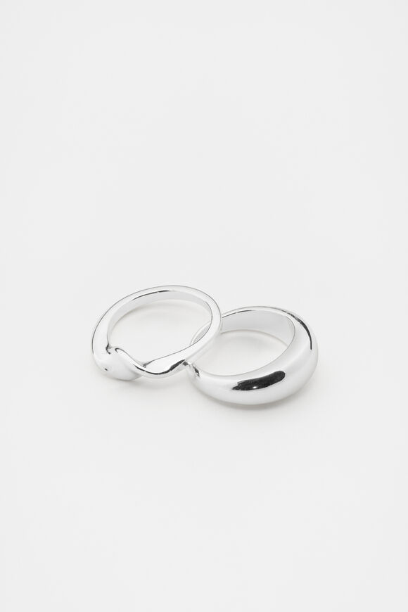 Sculptural Twist Ring Set  Silver  hi-res