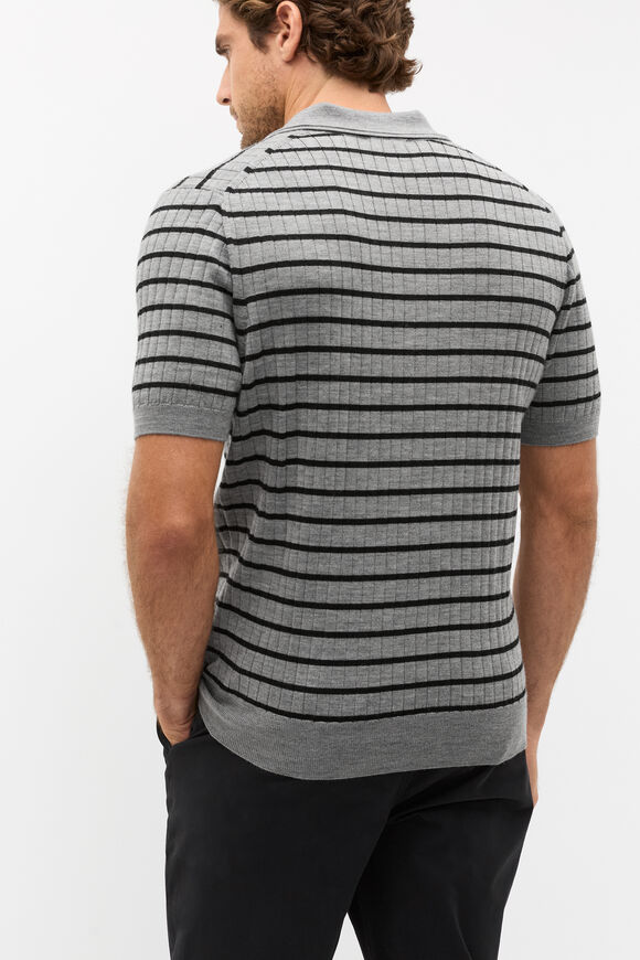 Merino Wool Polo  Black Stripe  hi-res