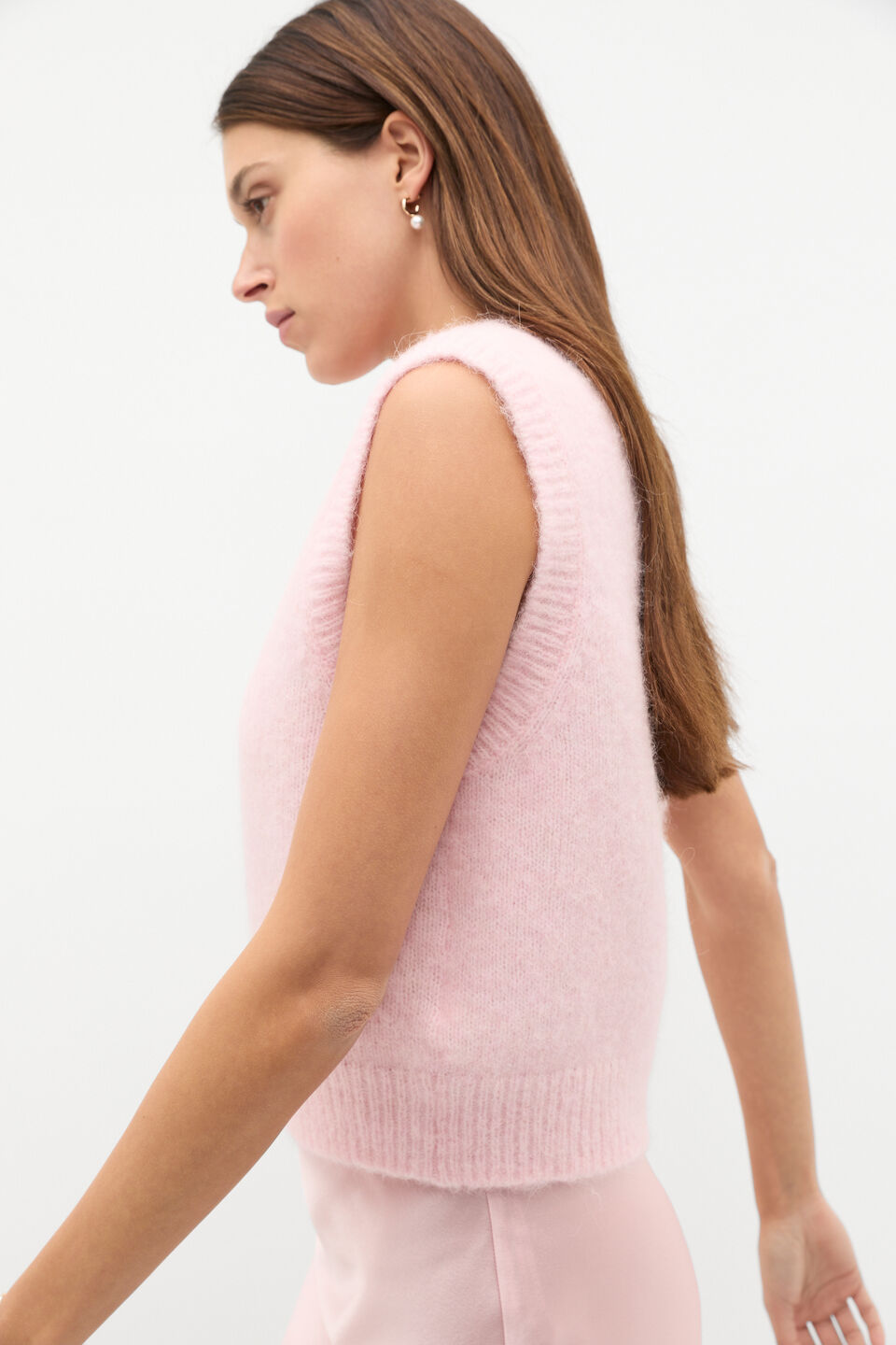 Lofty V Neck Vest  Rose Petal Marle