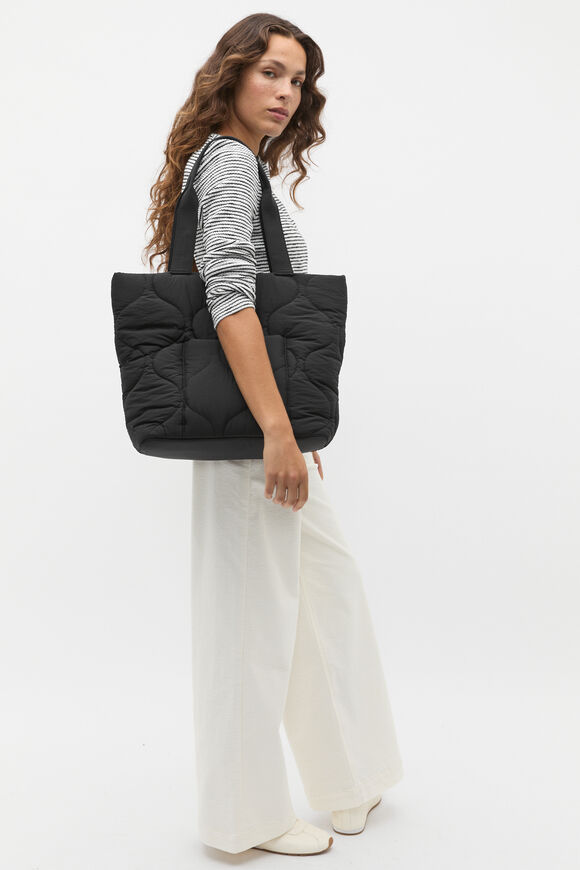 Quilted Tote  Black  hi-res
