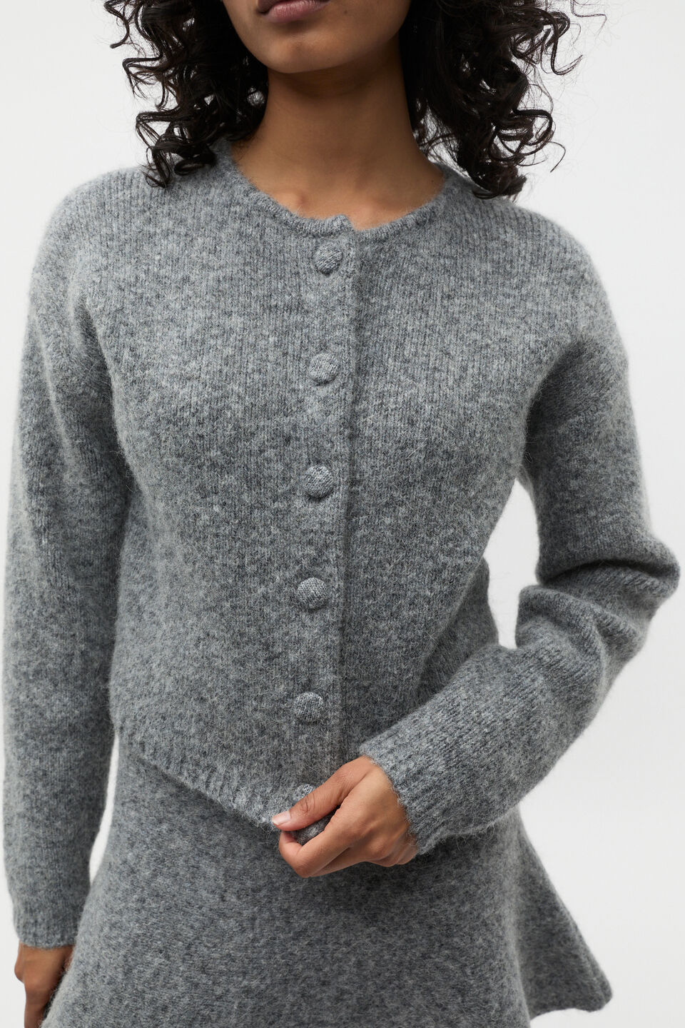 Lofty Cropped Button Cardigan  Wolf Marle