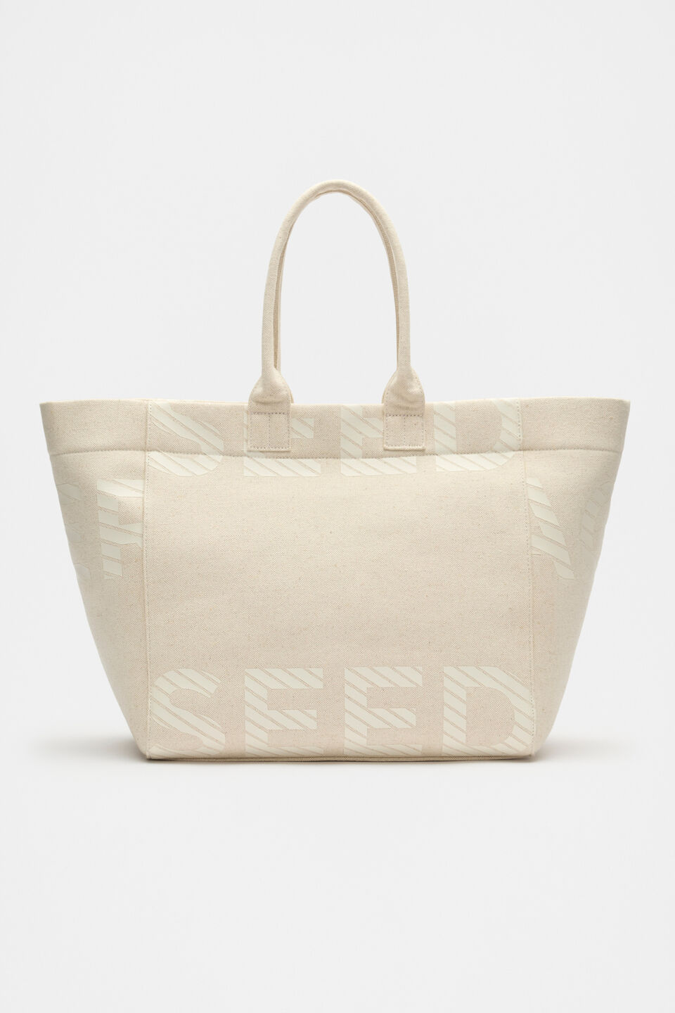 Cropped Logo Tote  Cream