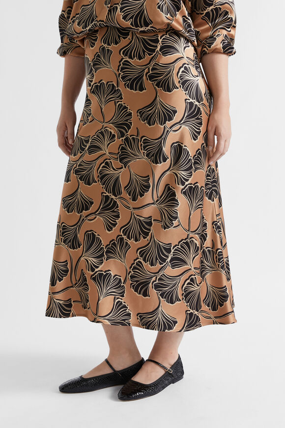 Satin Abstract Floral Skirt  Abstract Floral  hi-res