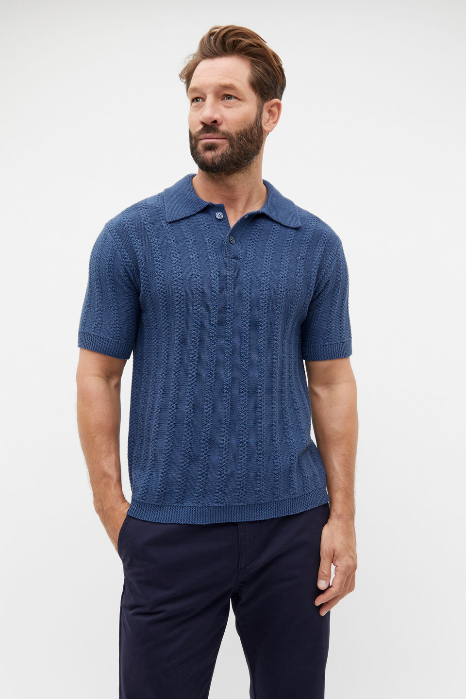 Relaxed Knit Polo  Dusk Blue