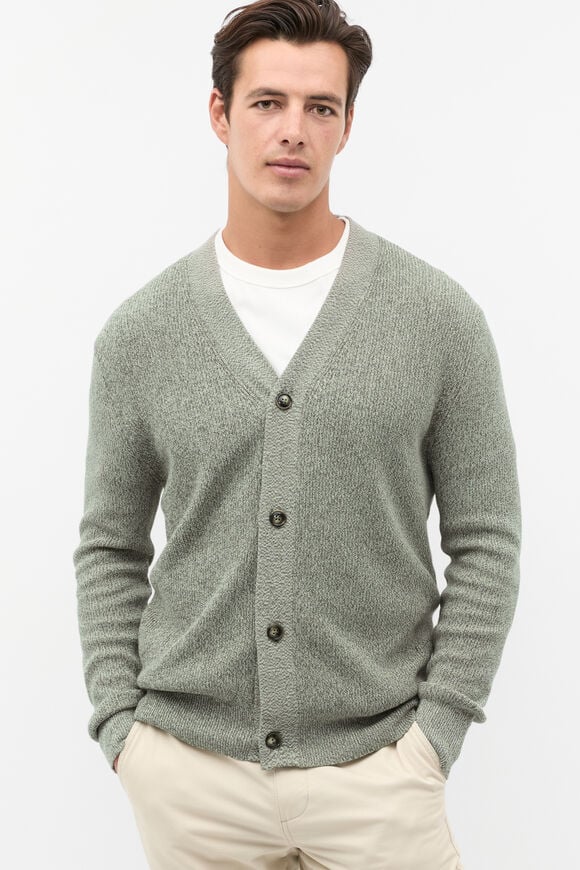 Button Down Cardigan  Dark Khaki Marle  hi-res