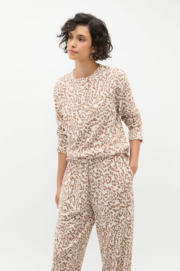 Henley Rib Long Sleeve And Pant Set  Animal Print  hi-res