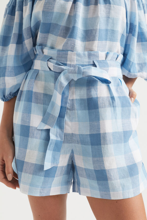 Linen Check Tie Short  Deep Navy Check  hi-res