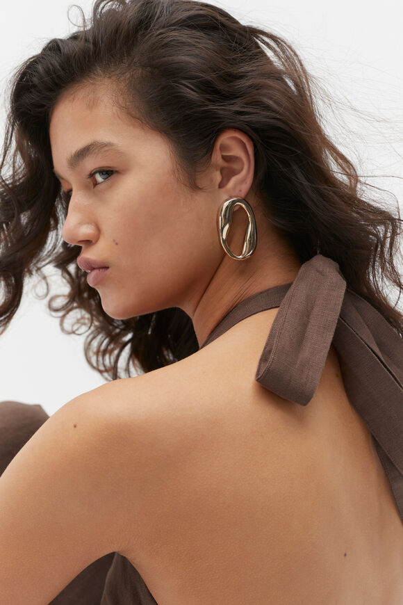 Twist Oval Earrings  Gold  hi-res