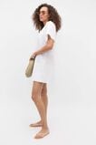 Linen V Neck Flutter Sleeve Mini Dress  Whisper White  hi-res