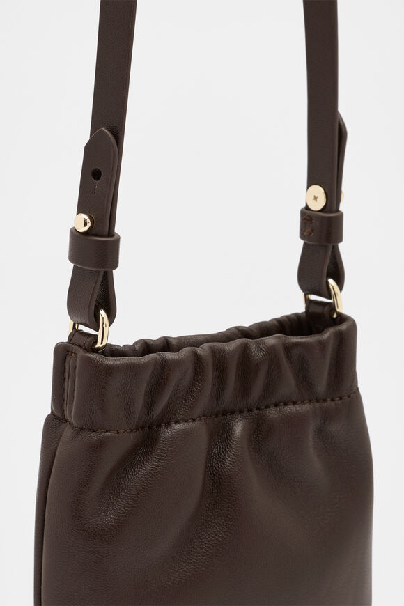 Leather Rouched Crossbody  Dark Espresso  hi-res