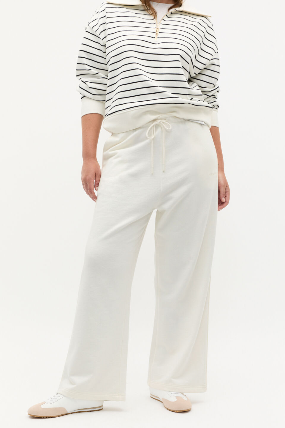 Heritage Wide Leg Track Pant  Cloud Cream