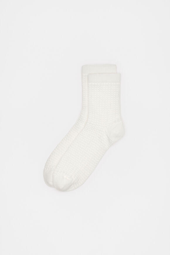 Waffle Quarter Crew Sock  Cream  hi-res