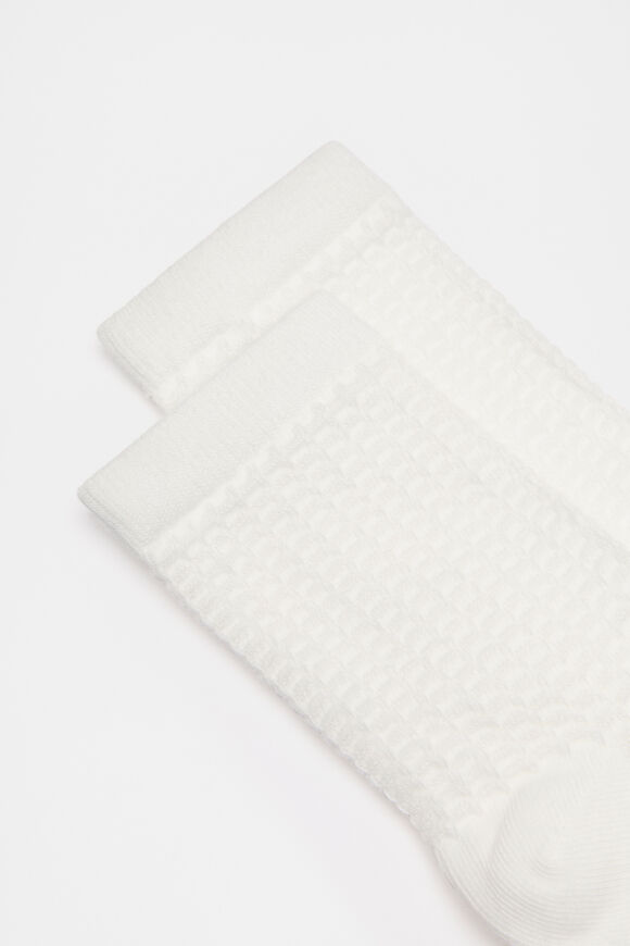 Waffle Quarter Crew Sock  Cream  hi-res