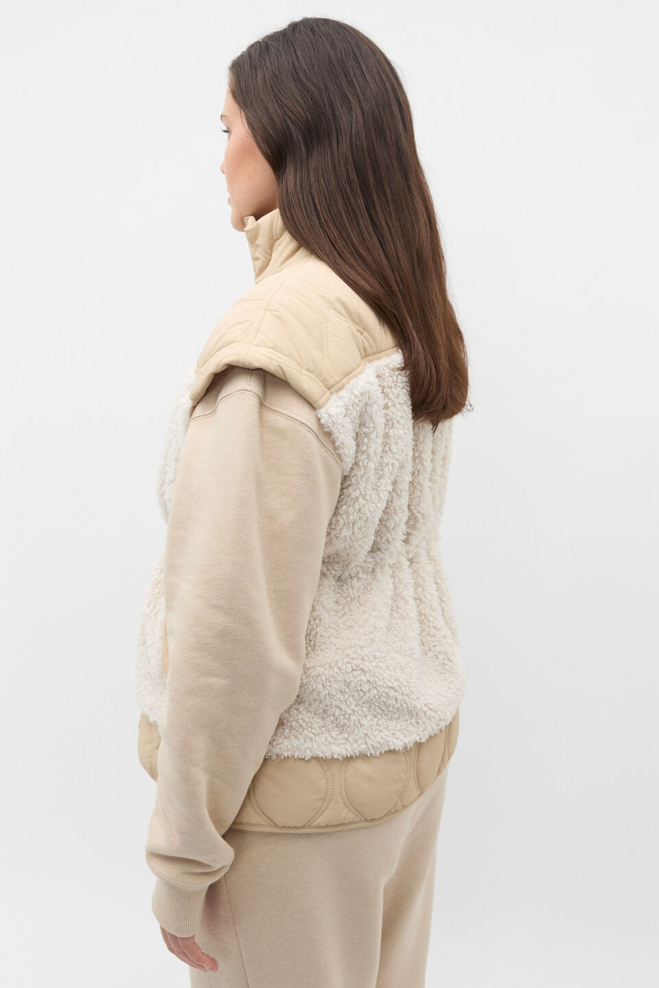 Quilted Teddy Vest  Latte