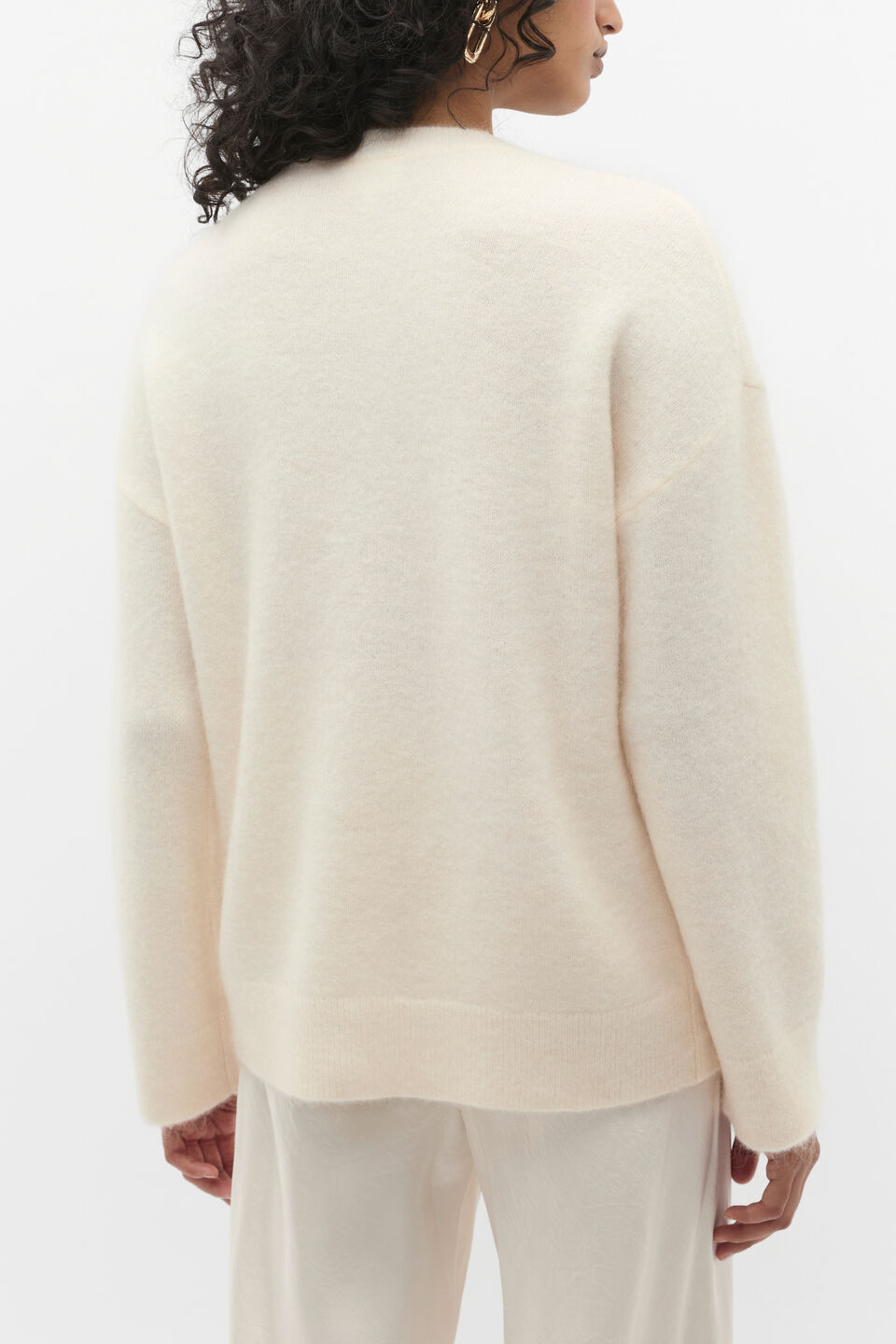 Fluffy Crew Neck Knit  Coconut Cream