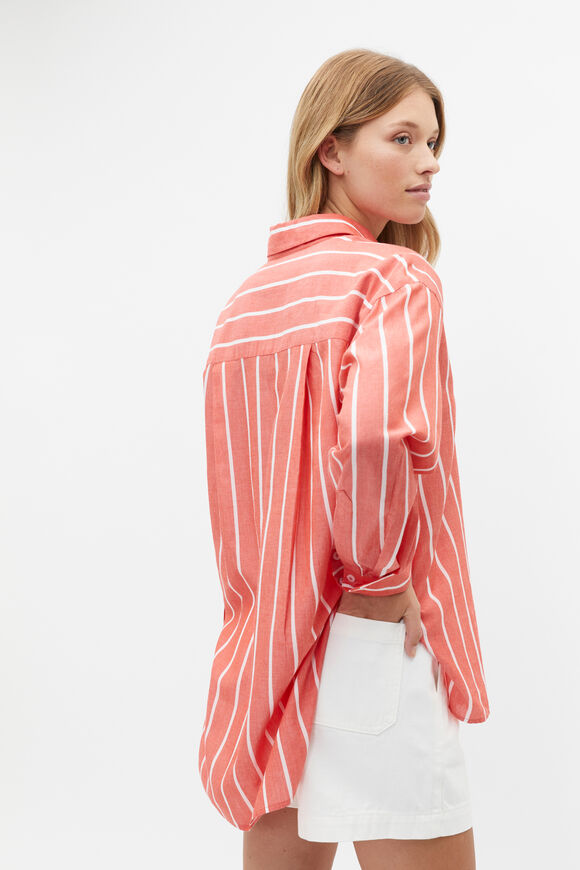 Voile Oversized Stripe Shirt  Strawberry Red Stripe  hi-res