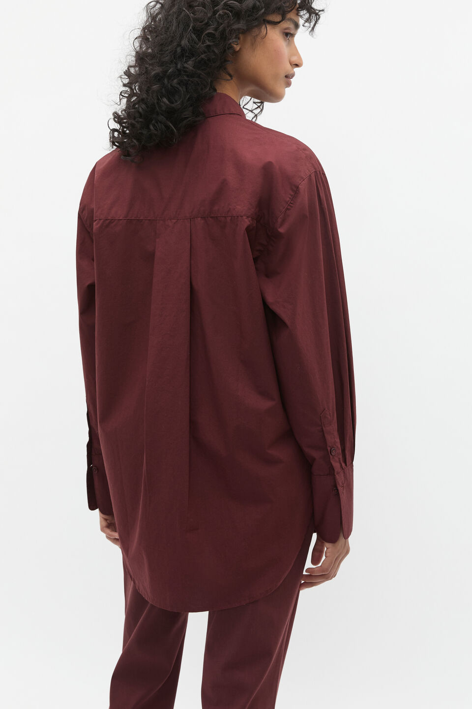 Longline Poplin Shirt  Merlot