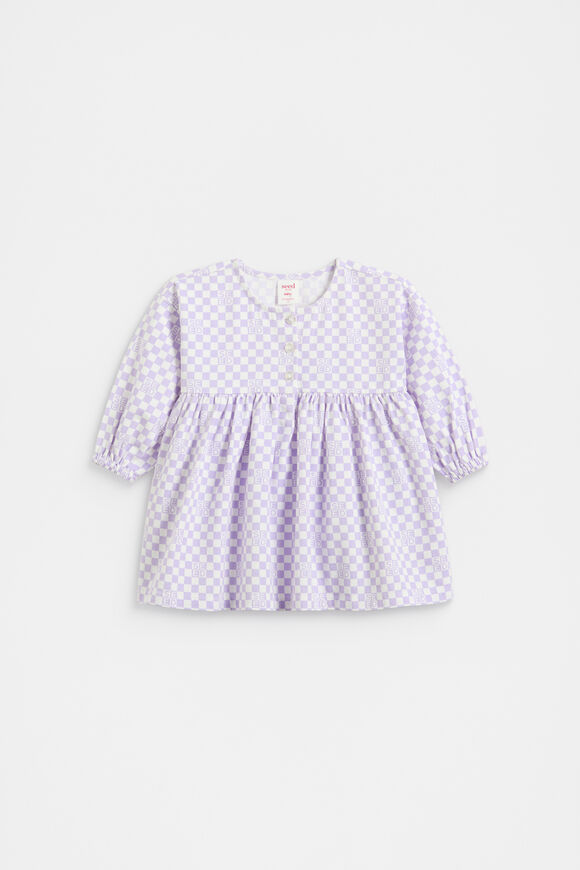 Button Denim Dress  Lavender  hi-res