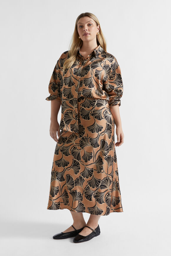 Satin Abstract Floral Skirt  Abstract Floral  hi-res