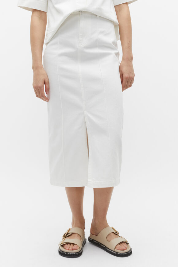 Denim Midi Pintuck Skirt  Cloud Cream  hi-res