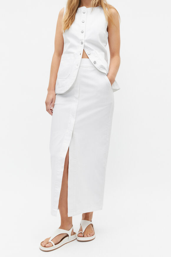 Denim Pencil Skirt  White  hi-res