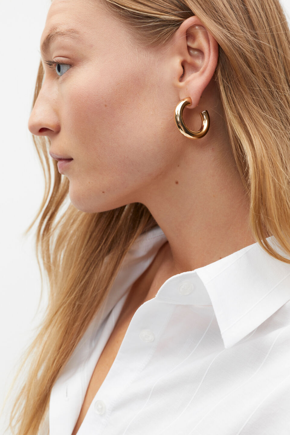 Mid Solid Hoops  Gold