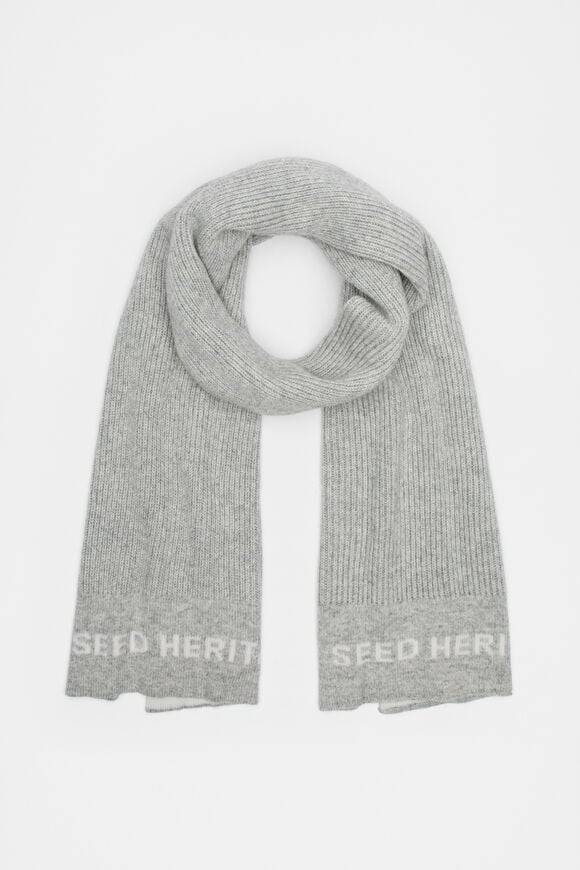 Rib Knit Logo Scarf  Silver Marle  hi-res