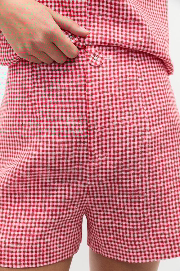 Gingham Linen Short  Electric Crimson Gingham  hi-res