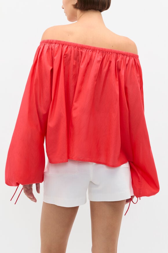 Voile Scoop Neck Blouse  Electric Crimson  hi-res