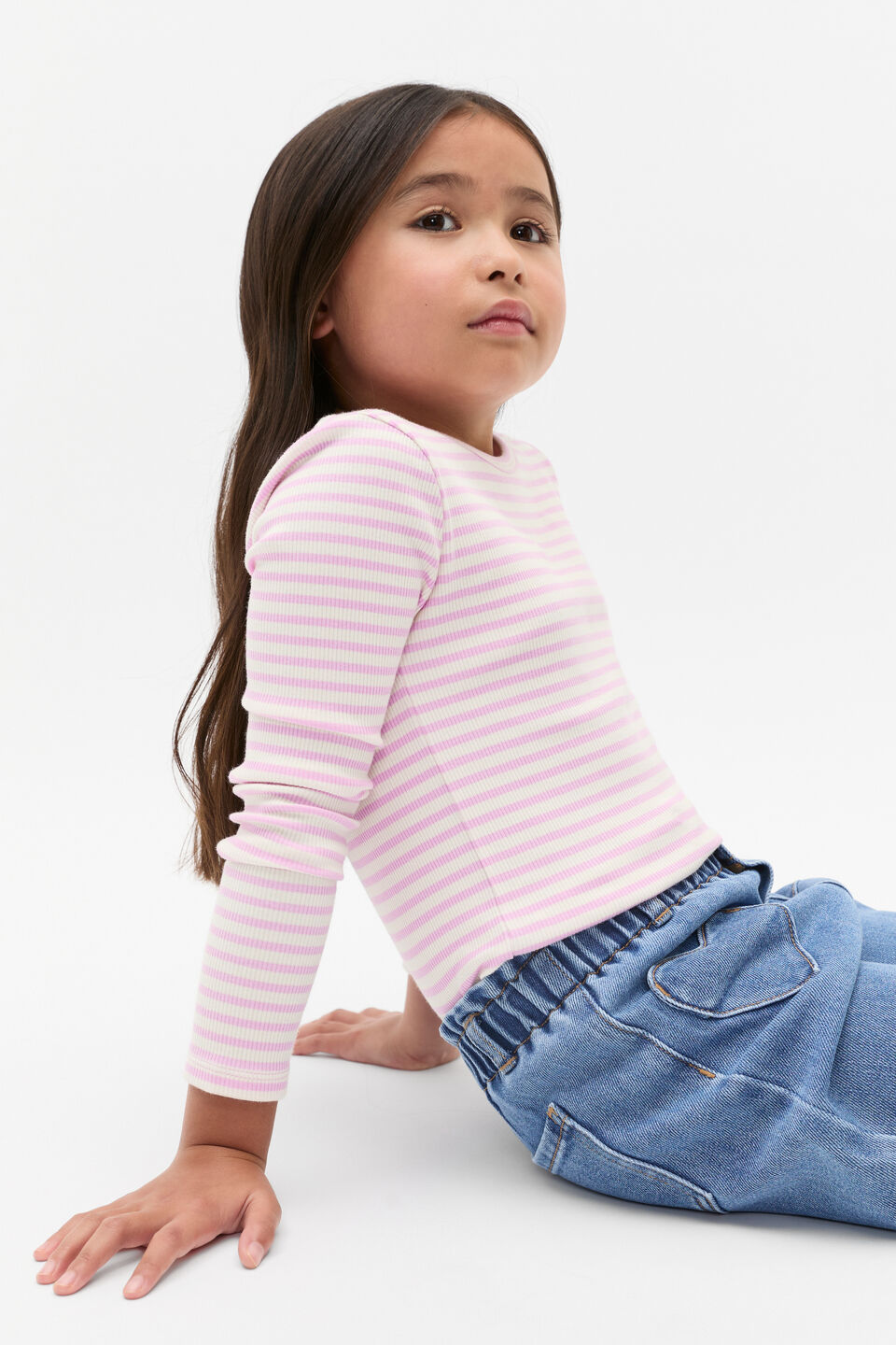 Core Rib Tee  Fairy Floss Stripe