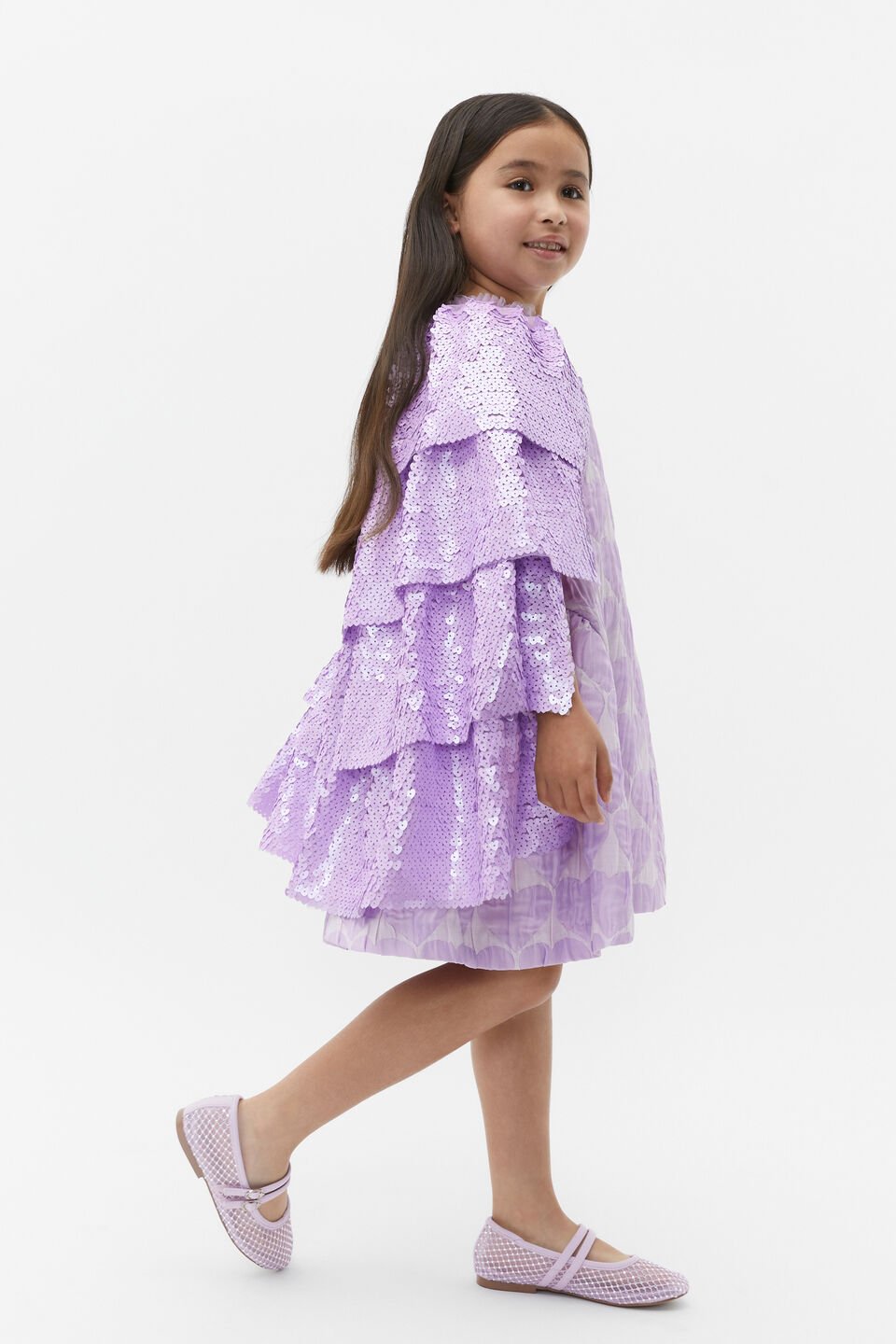 Heart Sequin Cape  Bright Orchid