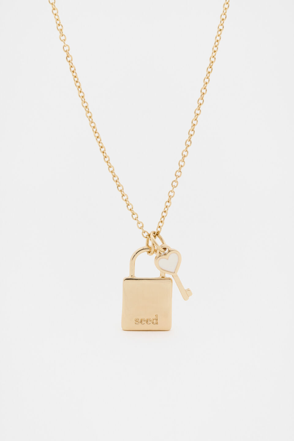 Lock and Key Necklace  Gold