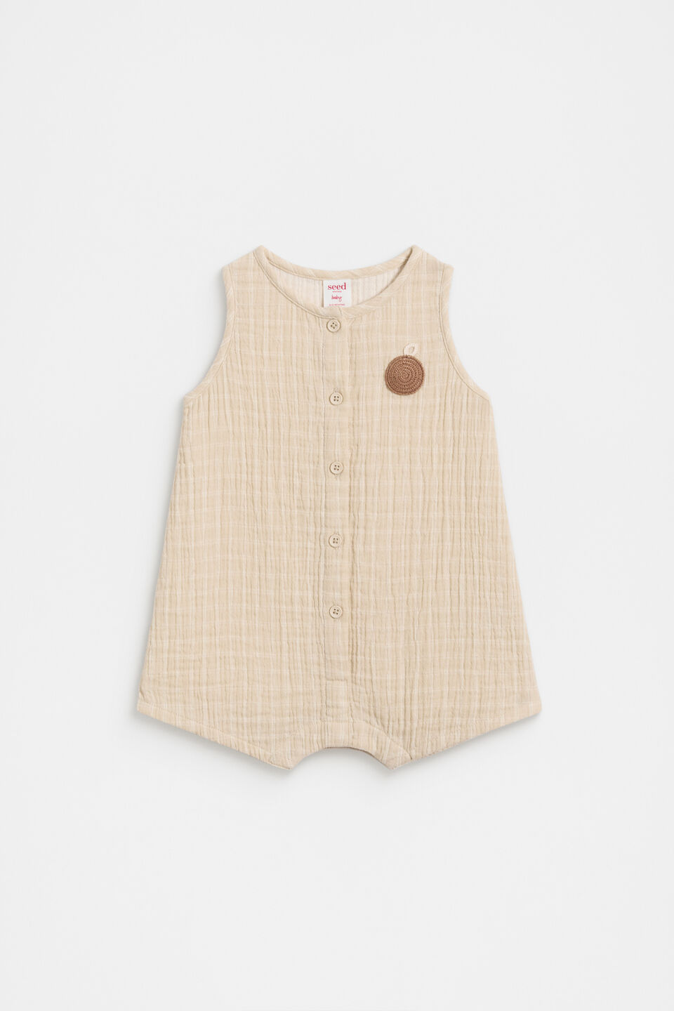 Orange Button Romper  Neutral