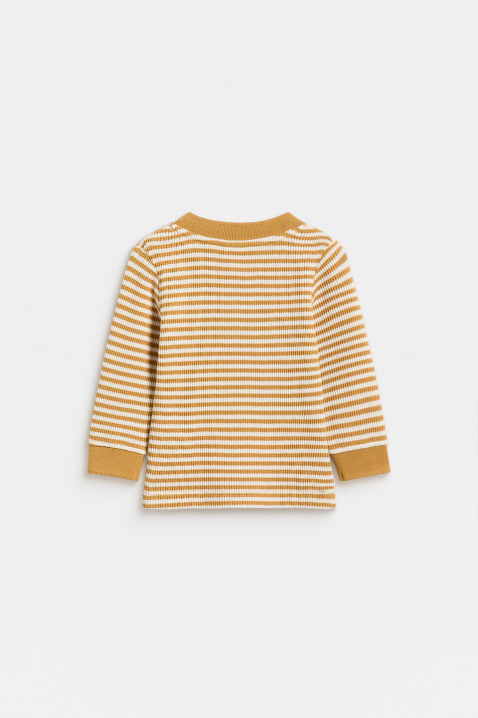Stripe Waffle Henley  Saffron